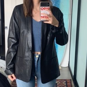 VINCE black leather blazer